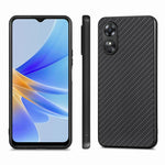 Custodia per telefono con cover posteriore in pelle con texture in fibra di carbonio per OPPO A17