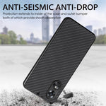 Custodia per telefono con cover posteriore in pelle con texture in fibra di carbonio per OPPO A17