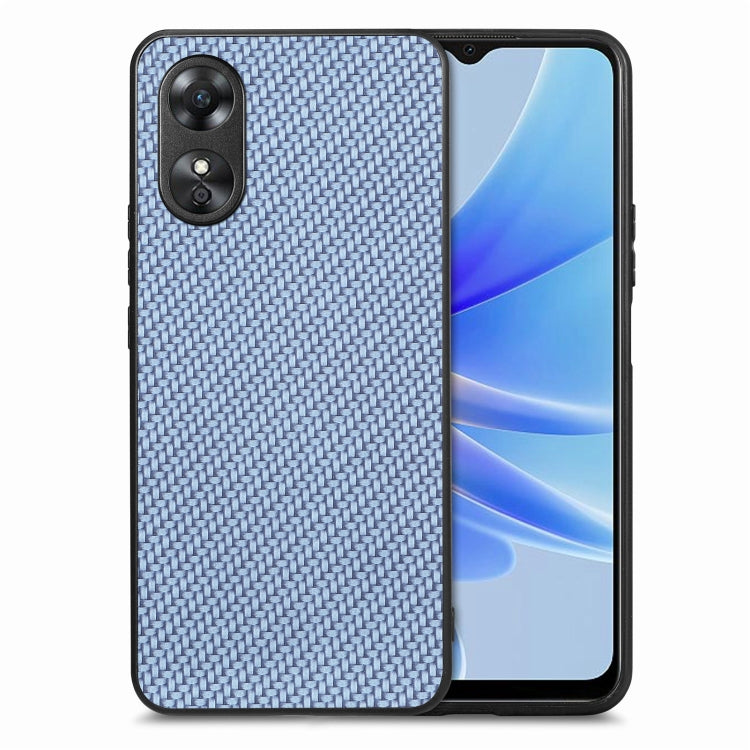 Custodia per telefono con cover posteriore in pelle con texture in fibra di carbonio per OPPO A17