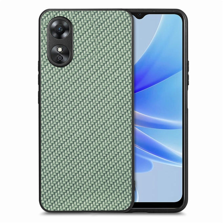 Custodia per telefono con cover posteriore in pelle con texture in fibra di carbonio per OPPO A17