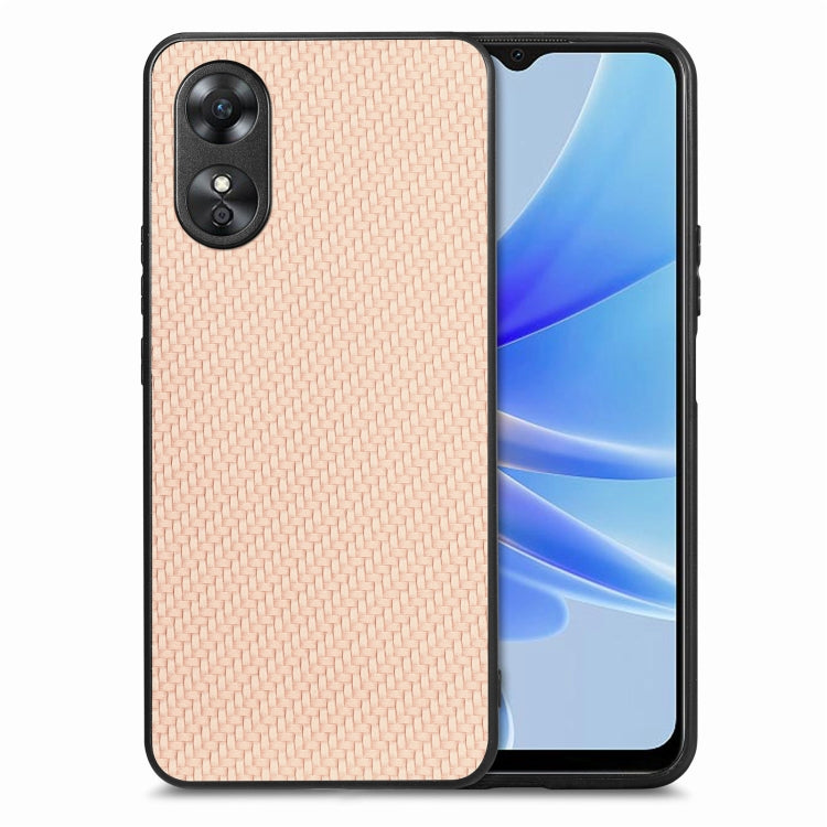 Custodia per telefono con cover posteriore in pelle con texture in fibra di carbonio per OPPO A17
