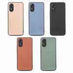 Custodia per telefono con cover posteriore in pelle con texture in fibra di carbonio per OPPO A17