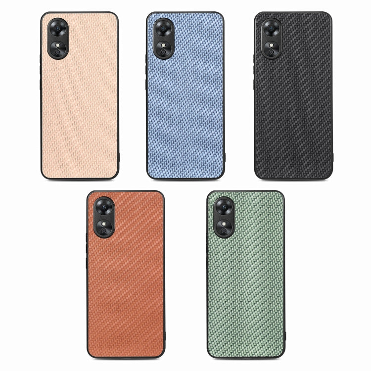 Custodia per telefono con cover posteriore in pelle con texture in fibra di carbonio per OPPO A17