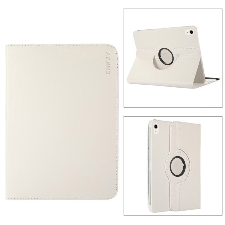 Per iPad 10.9 2022 ENKAY Hat-Prince Custodia per tablet in pelle Litchi con rotazione a 360 gradi