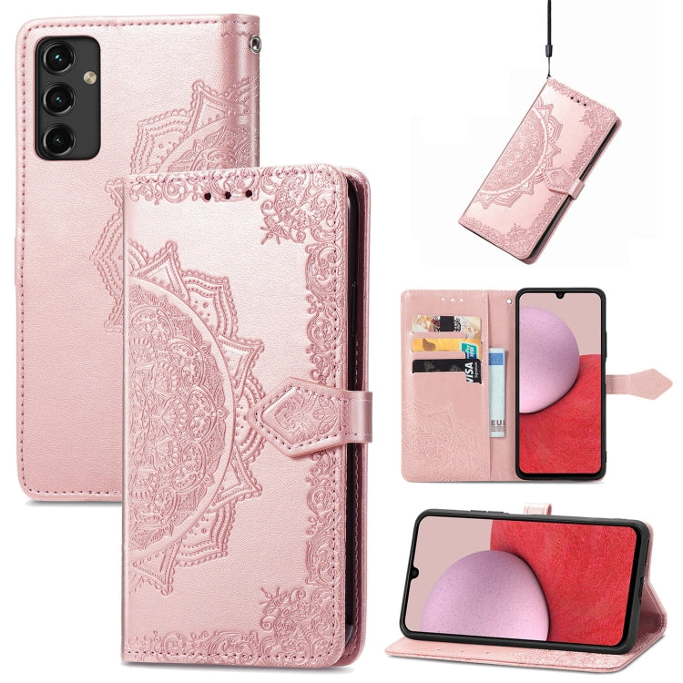 Per Samsung Galaxy A14 5G Custodia in pelle goffrata fiore mandala