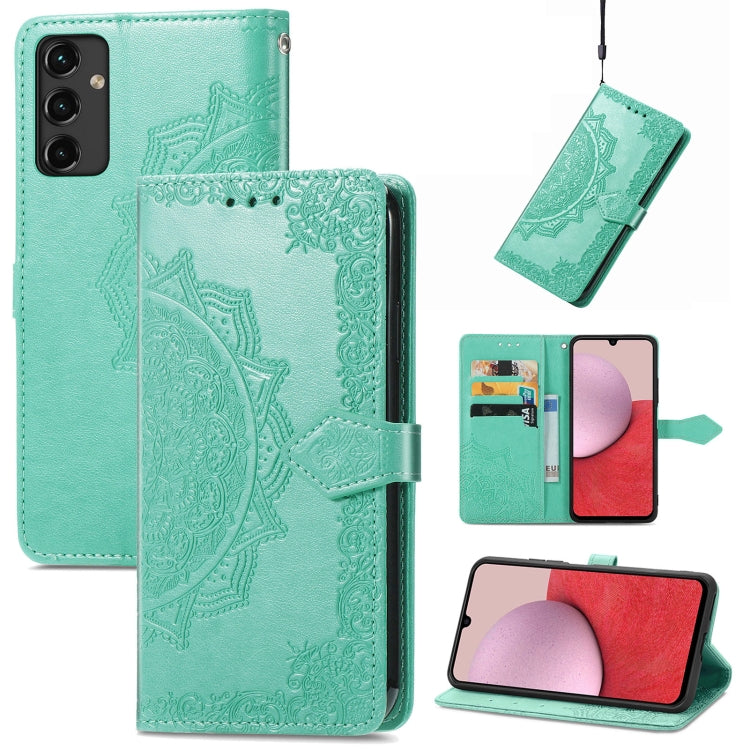 Per Samsung Galaxy A14 5G Custodia in pelle goffrata fiore mandala