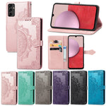 Per Samsung Galaxy A14 5G Custodia in pelle goffrata fiore mandala