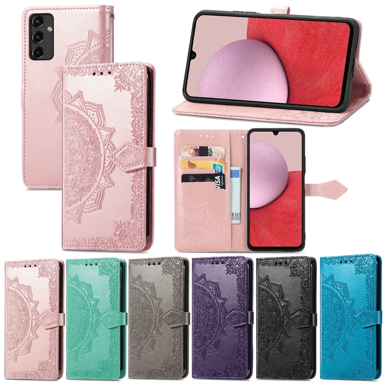 Per Samsung Galaxy A14 5G Custodia in pelle goffrata fiore mandala