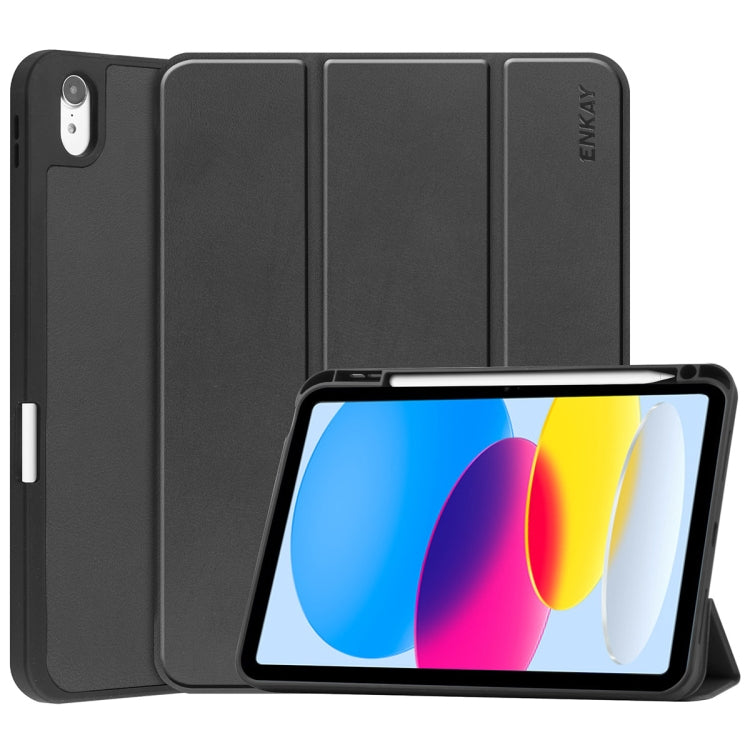 Per iPad 10.9 2022 ENKAY Custodia per tablet con supporto in pelle con cover posteriore in TPU ENKAY con slot per penna