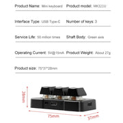 MK321BT Bluetooth 5.1 3 tasti Tasti personalizzati Gioco Office PS Clip Tastiera di programmazione macro
