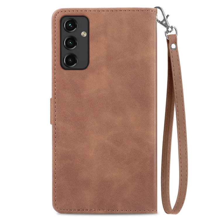 Per Samsung Galaxy A14 5G Custodia in pelle con cerniera fiore in rilievo, For Samsung Galaxy A14 5G