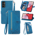 Per Samsung Galaxy A14 5G Custodia in pelle con cerniera fiore in rilievo, For Samsung Galaxy A14 5G