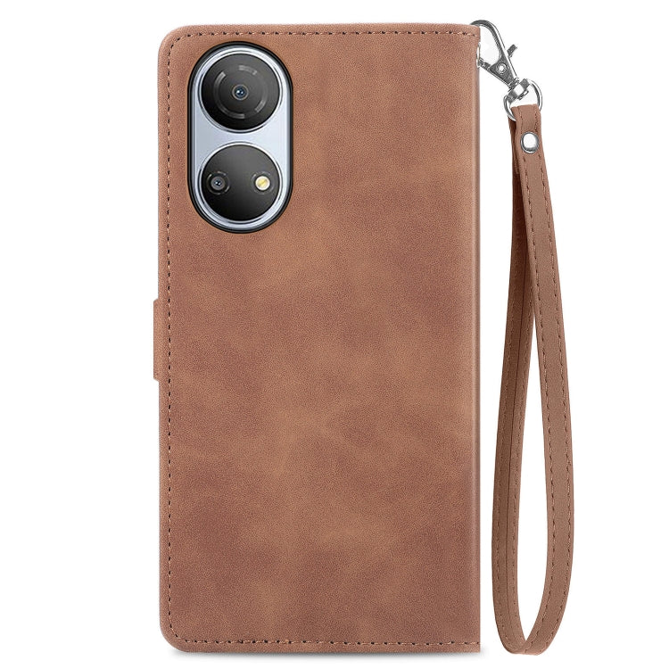 Custodia per telefono in pelle con cerniera fiore in rilievo per Honor X7, For Honor X7