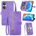 Custodia per telefono in pelle con cerniera fiore in rilievo per Honor X7, For Honor X7
