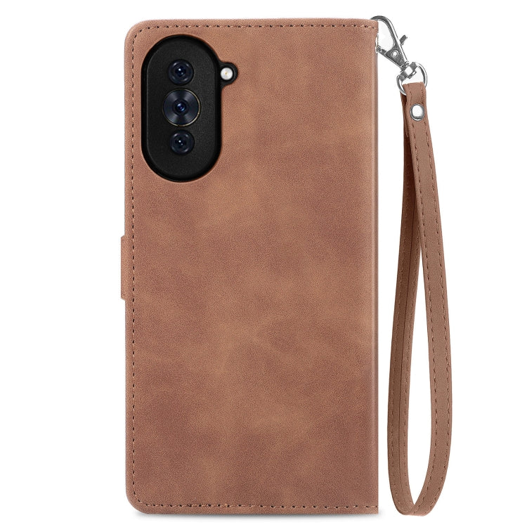 Per Huawei Nova 10 custodia in pelle con cerniera fiore in rilievo, For Huawei Nova 10