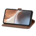 Per Motorola Moto G32 custodia in pelle con cerniera fiore in rilievo, For Motorola Moto G32