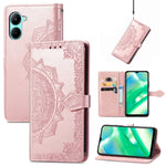 Per Realme C33 Custodia in pelle goffrata fiore mandala, For Realme C33