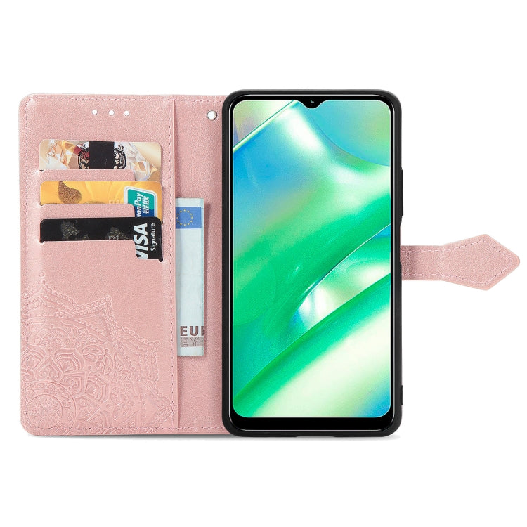Per Realme C33 Custodia in pelle goffrata fiore mandala, For Realme C33