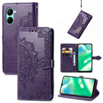 Per Realme C33 Custodia in pelle goffrata fiore mandala, For Realme C33