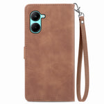 Per Realme C33 custodia in pelle con cerniera fiore in rilievo, For Realme C33