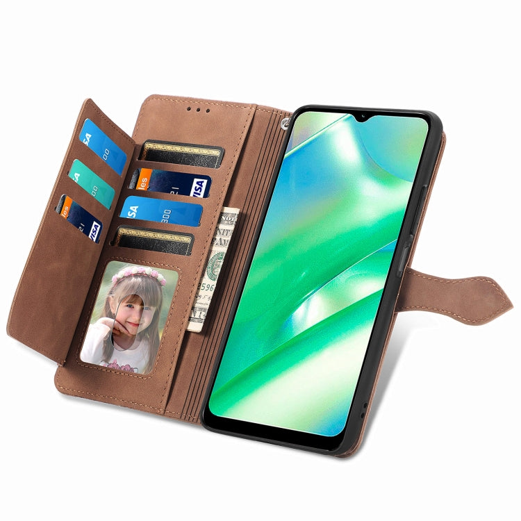 Per Realme C33 custodia in pelle con cerniera fiore in rilievo, For Realme C33