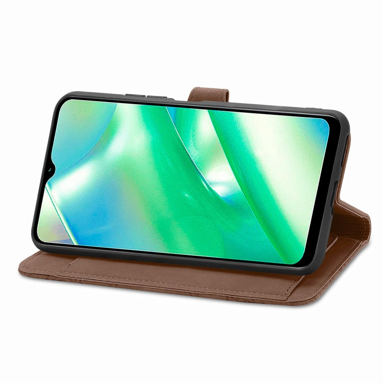 Per Realme C33 custodia in pelle con cerniera fiore in rilievo, For Realme C33