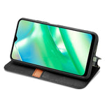 Per OPPO Realme C33 Cubic Grid Custodia per telefono in pelle magnetica pressata, For Realme C33