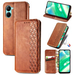 Per OPPO Realme C33 Cubic Grid Custodia per telefono in pelle magnetica pressata, For Realme C33