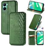 Per OPPO Realme C33 Cubic Grid Custodia per telefono in pelle magnetica pressata, For Realme C33
