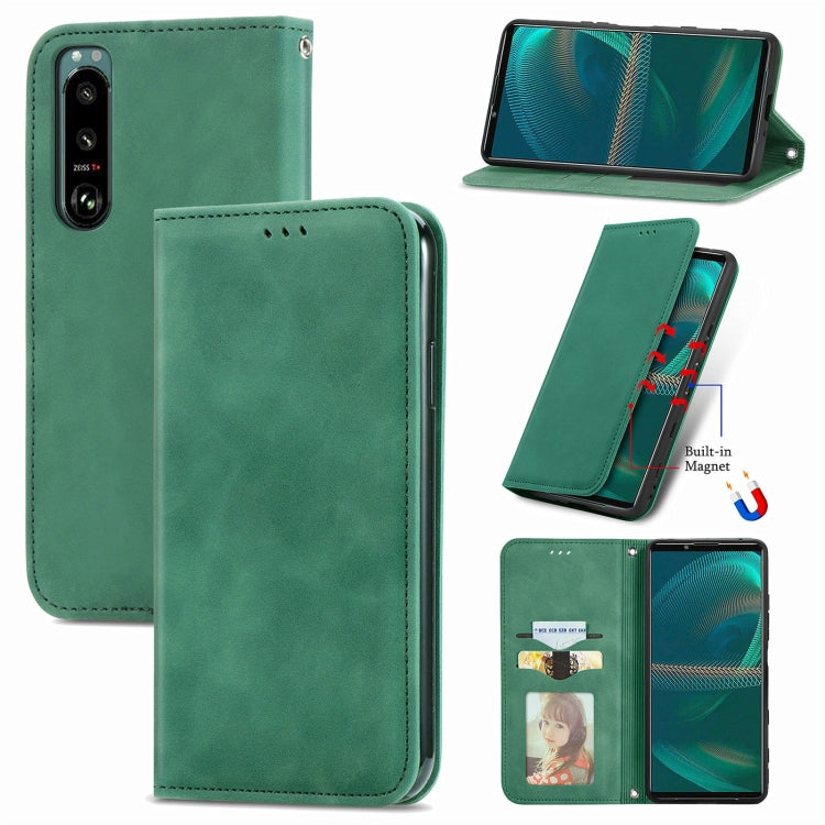 Custodia in pelle magnetica per Sony Xperia 5 IV Retro Skin Feel, For Sony Xperia 5 IV