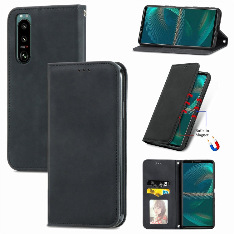 Custodia in pelle magnetica per Sony Xperia 5 IV Retro Skin Feel, For Sony Xperia 5 IV