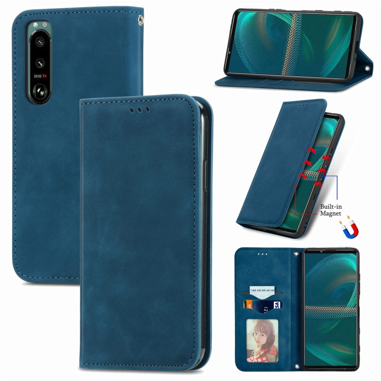 Custodia in pelle magnetica per Sony Xperia 5 IV Retro Skin Feel, For Sony Xperia 5 IV