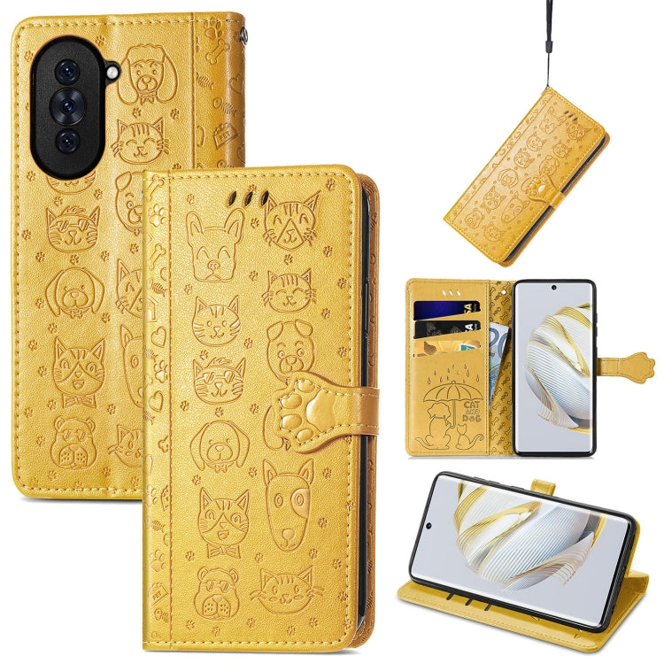Custodia per telefono in pelle goffrata gatto e cane, For Huawei Nova 10, For Sony Xperia 5 IV, For Xiaomi Redmi Note 11T