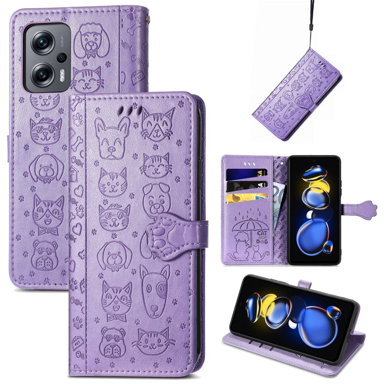 Custodia per telefono in pelle goffrata gatto e cane, For Huawei Nova 10, For Sony Xperia 5 IV, For Xiaomi Redmi Note 11T