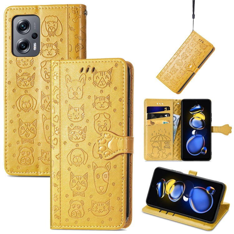 Custodia per telefono in pelle goffrata gatto e cane, For Huawei Nova 10, For Sony Xperia 5 IV, For Xiaomi Redmi Note 11T