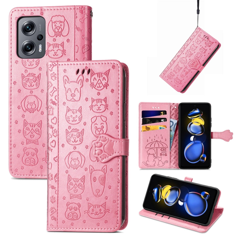 Custodia per telefono in pelle goffrata gatto e cane, For Huawei Nova 10, For Sony Xperia 5 IV, For Xiaomi Redmi Note 11T