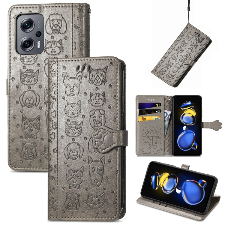 Custodia per telefono in pelle goffrata gatto e cane, For Huawei Nova 10, For Sony Xperia 5 IV, For Xiaomi Redmi Note 11T