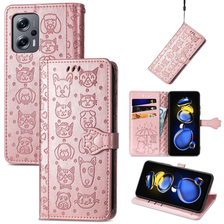 Custodia per telefono in pelle goffrata gatto e cane, For Huawei Nova 10, For Sony Xperia 5 IV, For Xiaomi Redmi Note 11T