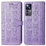 Custodia per telefono in pelle goffrata gatto e cane, For Xiaomi 12T / Redmi K50 Ultra