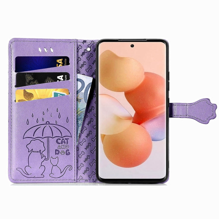 Custodia per telefono in pelle goffrata gatto e cane, For Xiaomi 12T / Redmi K50 Ultra