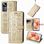 Custodia per telefono in pelle goffrata gatto e cane, For Xiaomi 12T / Redmi K50 Ultra