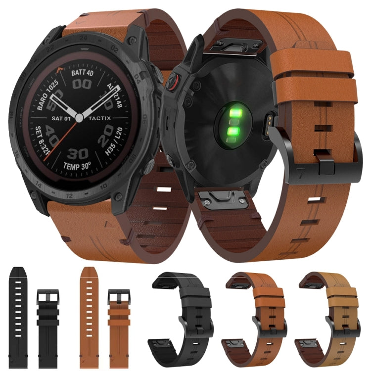 Cinturino per orologio in pelle con fibbia in acciaio da 26 mm, For Garmin Tactix 7 Pro, For Garmin Fenix 6X Pro, For Garmin Fenix 6X Sapphire, For Garmin Fenix 5X Sapphire, For Garmin Fenix 5X Plus, For Garmin Fenix 3 HR, For Garmin Descent MK 2      ...