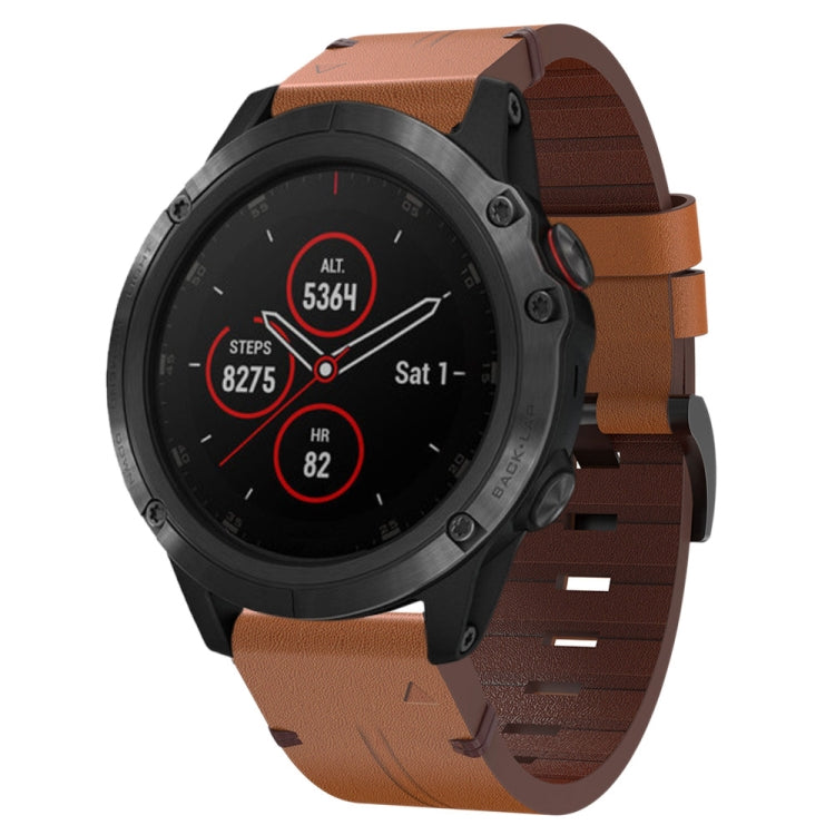 Cinturino per orologio in pelle con fibbia in acciaio da 26 mm, For Garmin Tactix 7 Pro, For Garmin Fenix 6X Pro, For Garmin Fenix 6X Sapphire, For Garmin Fenix 5X Sapphire, For Garmin Fenix 5X Plus, For Garmin Fenix 3 HR, For Garmin Descent MK 2      ...