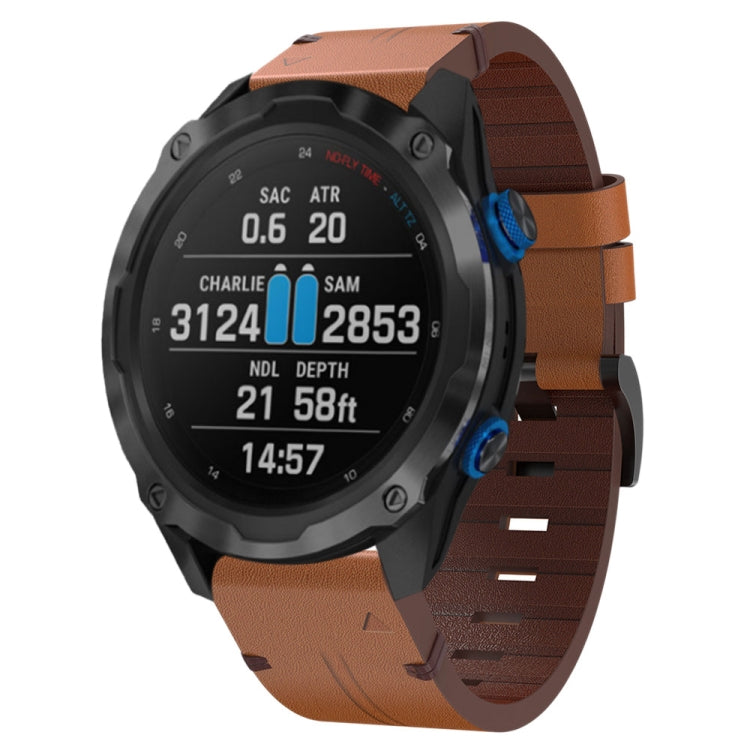 Cinturino per orologio in pelle con fibbia in acciaio da 26 mm, For Garmin Tactix 7 Pro, For Garmin Fenix 6X Pro, For Garmin Fenix 6X Sapphire, For Garmin Fenix 5X Sapphire, For Garmin Fenix 5X Plus, For Garmin Fenix 3 HR, For Garmin Descent MK 2      ...