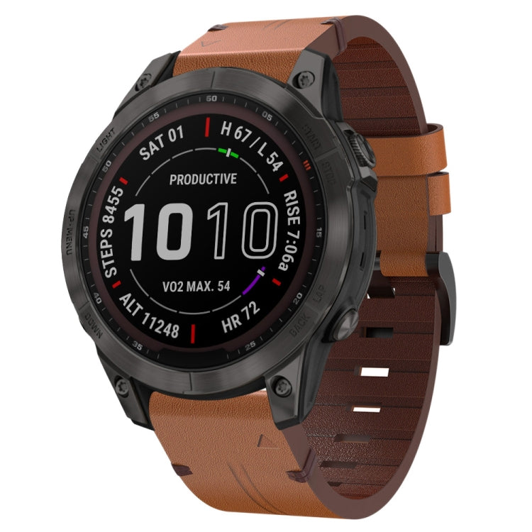 Cinturino per orologio in pelle con fibbia in acciaio da 22 mm, For Garmin Fenix 7 Sapphire Solar, For Garmin Fenix 7, For Garmin Fenix 7 Solar, For Garmin EPIX Gen 2, For Garmin Instinct 2, For Garmin Instinct, For Garmin Descent G1                   ...