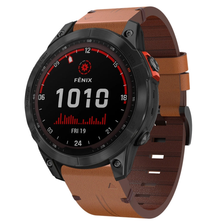 Cinturino per orologio in pelle con fibbia in acciaio da 22 mm, For Garmin Fenix 7 Sapphire Solar, For Garmin Fenix 7, For Garmin Fenix 7 Solar, For Garmin EPIX Gen 2, For Garmin Instinct 2, For Garmin Instinct, For Garmin Descent G1                   ...