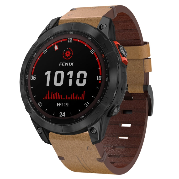 Cinturino per orologio in pelle con fibbia in acciaio da 22 mm, For Garmin Fenix 7 Sapphire Solar, For Garmin Fenix 7, For Garmin Fenix 7 Solar, For Garmin EPIX Gen 2, For Garmin Instinct 2, For Garmin Instinct, For Garmin Descent G1                   ...