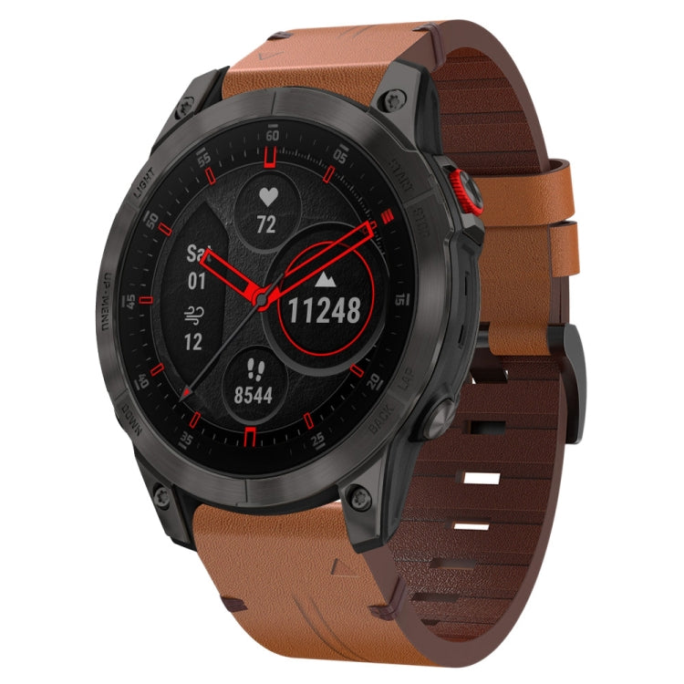 Cinturino per orologio in pelle con fibbia in acciaio da 22 mm, For Garmin Fenix 7 Sapphire Solar, For Garmin Fenix 7, For Garmin Fenix 7 Solar, For Garmin EPIX Gen 2, For Garmin Instinct 2, For Garmin Instinct, For Garmin Descent G1                   ...