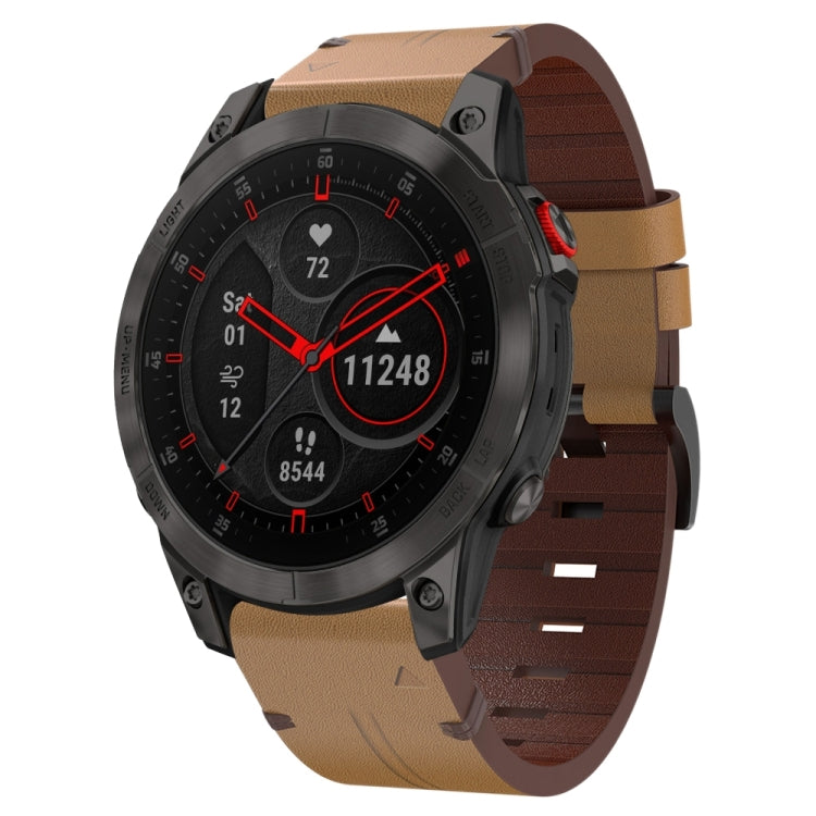 Cinturino per orologio in pelle con fibbia in acciaio da 22 mm, For Garmin Fenix 7 Sapphire Solar, For Garmin Fenix 7, For Garmin Fenix 7 Solar, For Garmin EPIX Gen 2, For Garmin Instinct 2, For Garmin Instinct, For Garmin Descent G1                   ...