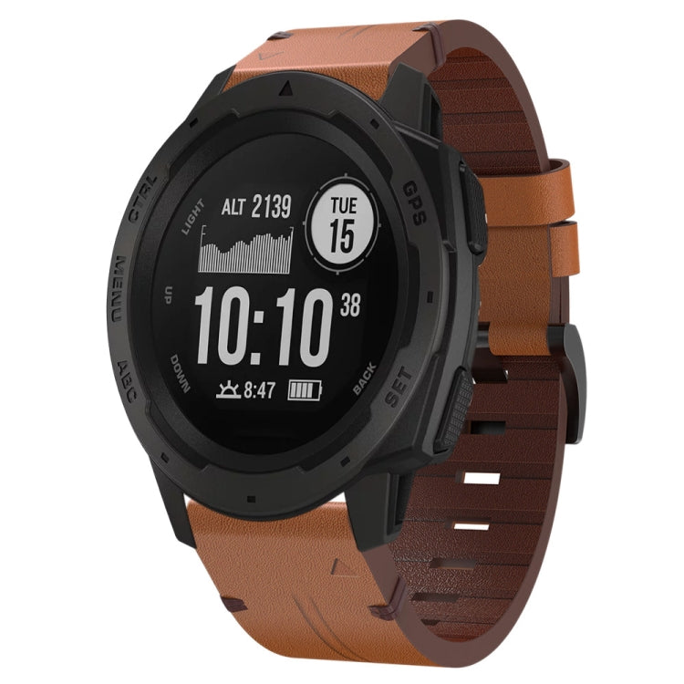 Cinturino per orologio in pelle con fibbia in acciaio da 22 mm, For Garmin Fenix 7 Sapphire Solar, For Garmin Fenix 7, For Garmin Fenix 7 Solar, For Garmin EPIX Gen 2, For Garmin Instinct 2, For Garmin Instinct, For Garmin Descent G1                   ...
